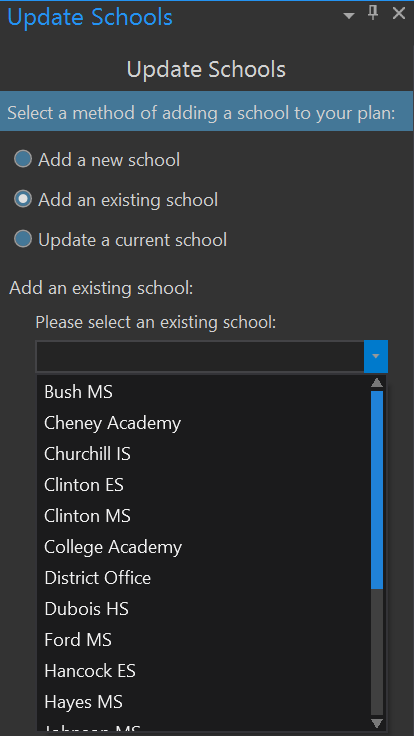 addExisitngSchool